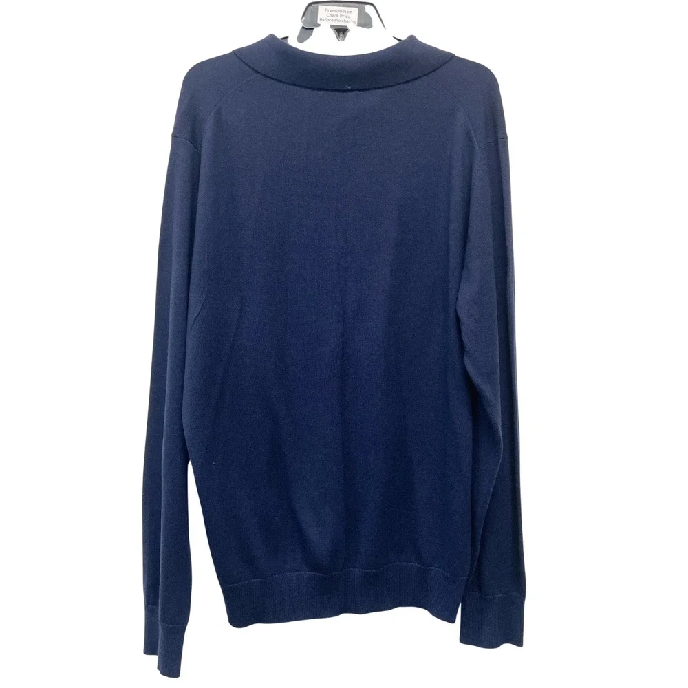 Banana Republic‎ Men's Navy Blue Silk Cashmere Polo Knit Sweater Size XL